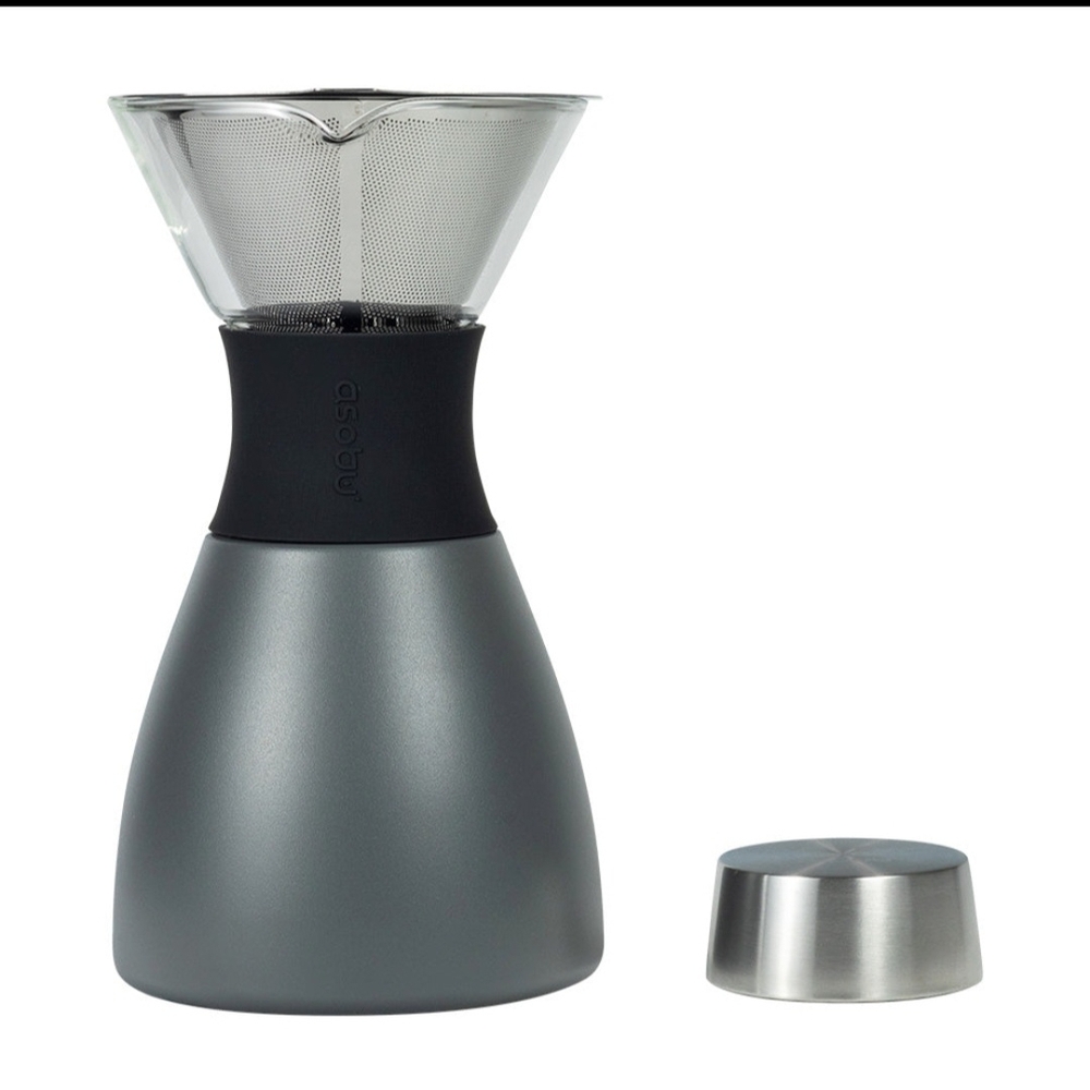 Stainless Steel Gray Pour-Over Coffee Brewer with Silicone Grip